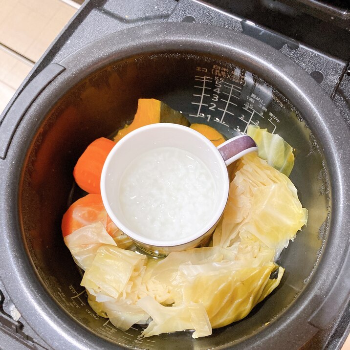 炊飯器で!7部粥・人参・キャベツ・カボチャ